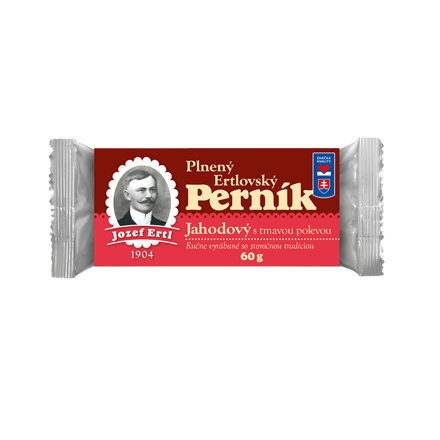 Perník Jahodový s tmavou polevou - 60 g