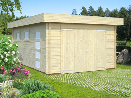 Drevená garáž Rasmus 19 m² s drevenými dverami