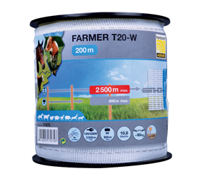 Vodivá páska FARMER T20-W 40mm/200m, biela